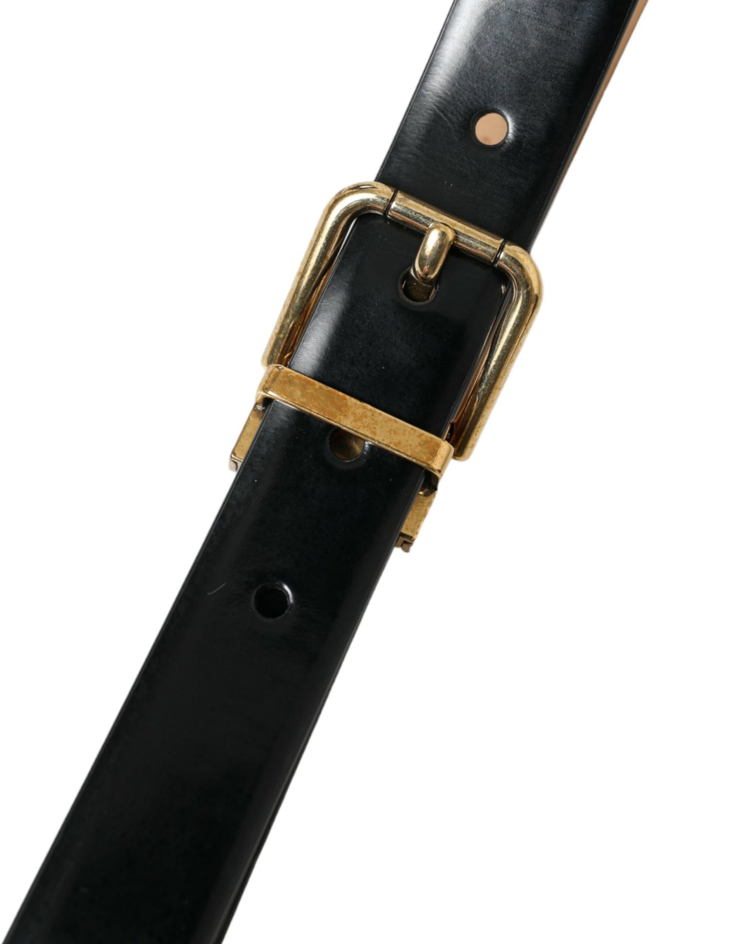 Dolce & Gabbana Elegant Black Leather Waist Belt with Logo Buckle Dolce & Gabbana