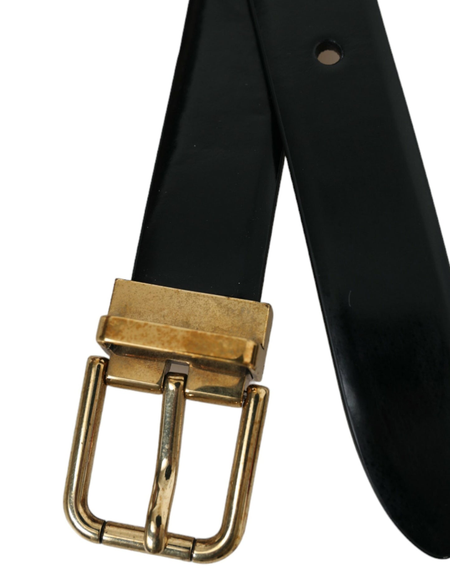 Dolce & Gabbana Elegant Black Leather Waist Belt with Logo Buckle Dolce & Gabbana