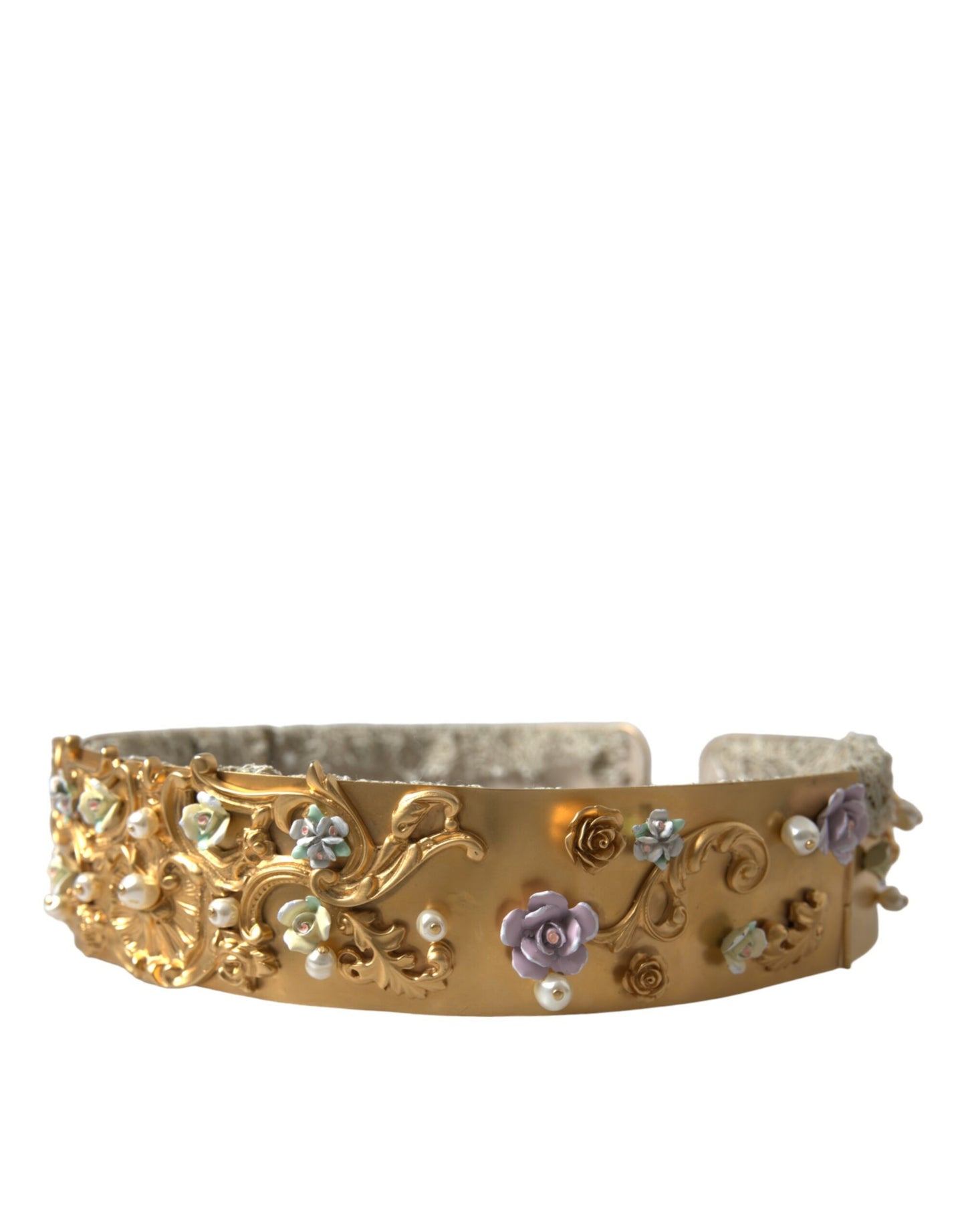 Dolce & Gabbana Elegant Gold-Tone Faux Pearl Floral Belt Dolce & Gabbana