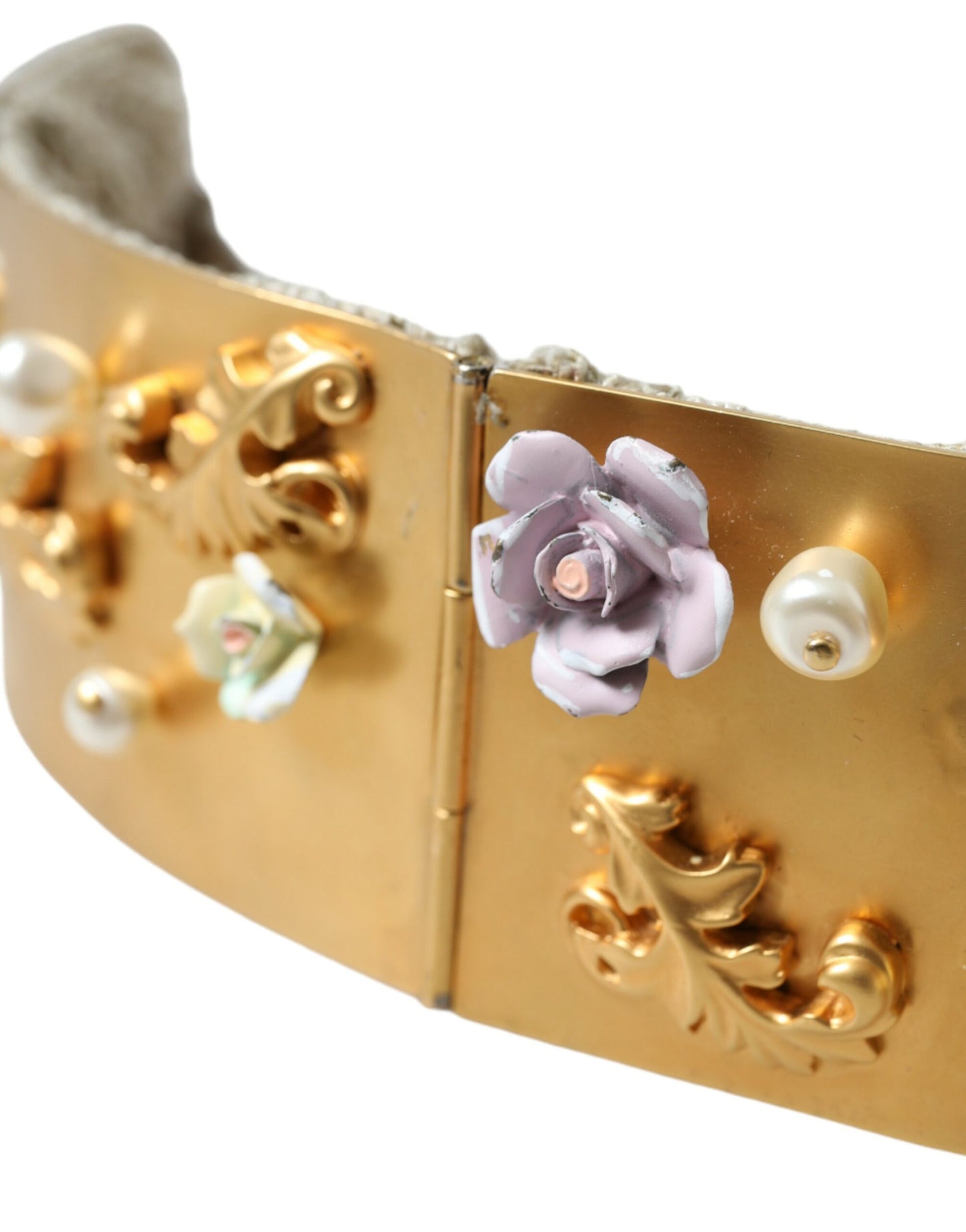 Dolce & Gabbana Elegant Gold-Tone Faux Pearl Floral Belt Dolce & Gabbana