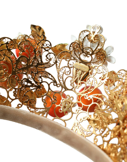 Dolce & Gabbana Multicolor Crystal Sicilian Orange Crown Dolce & Gabbana