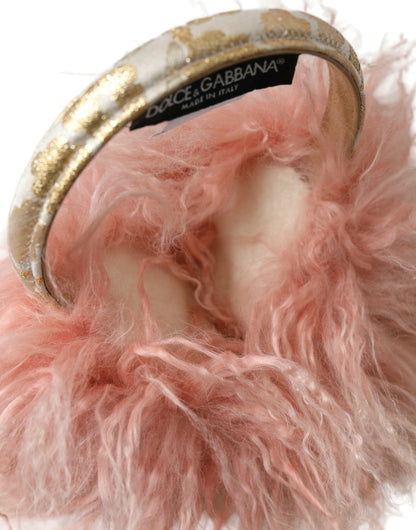 Dolce & Gabbana Elegant Pink Fur Earmuffs - Winter Chic Accessory Dolce & Gabbana