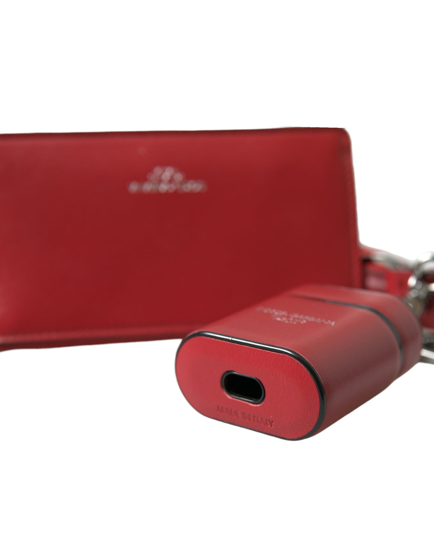 Dolce & Gabbana Elegant Red Leather Airpods Case Dolce & Gabbana