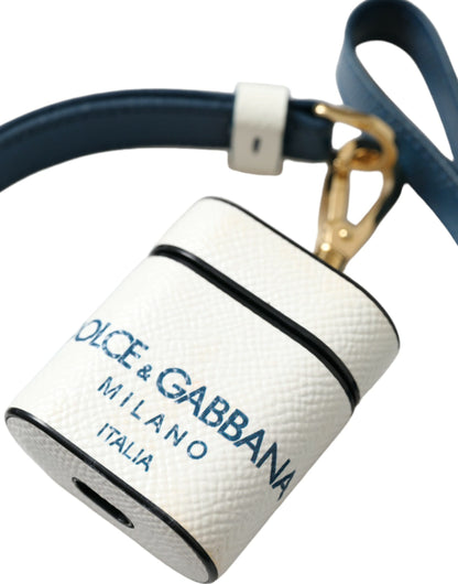 Dolce & Gabbana Chic Leather Airpods Case in Blue & White Dolce & Gabbana