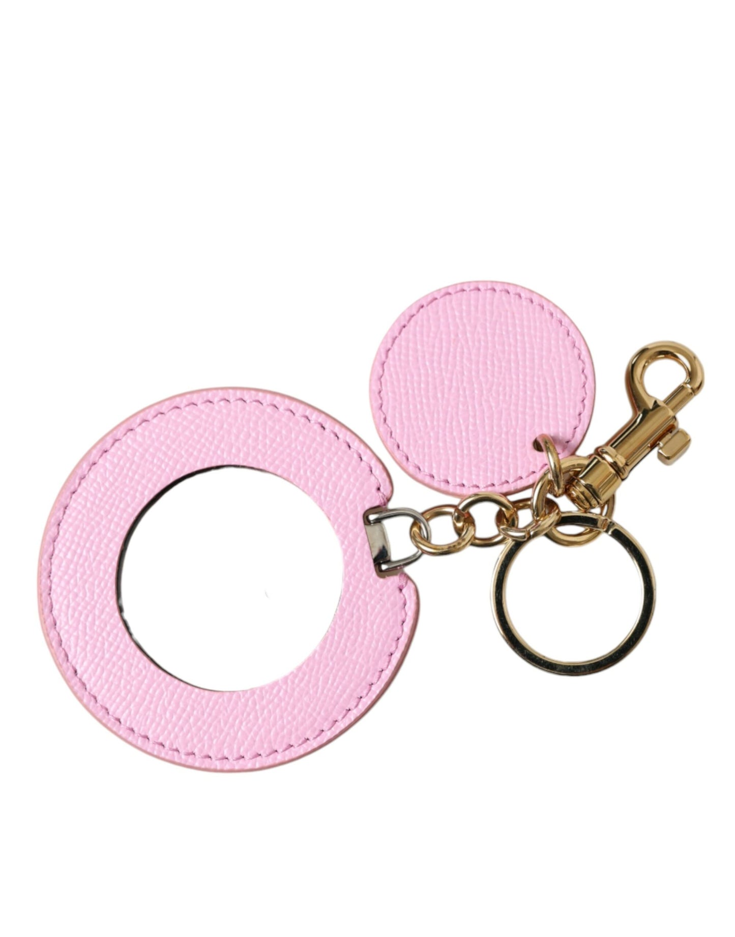 Dolce & Gabbana Elegant Pink Gold Leather Keychain Dolce & Gabbana