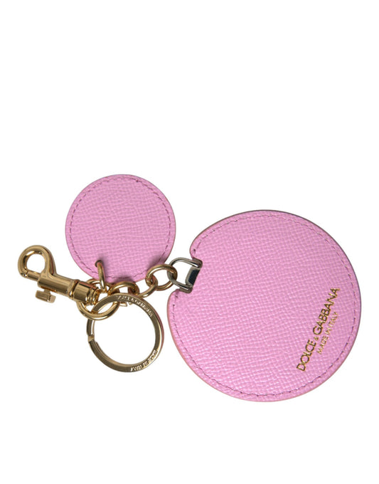 Dolce & Gabbana Elegant Pink Gold Leather Keychain Dolce & Gabbana