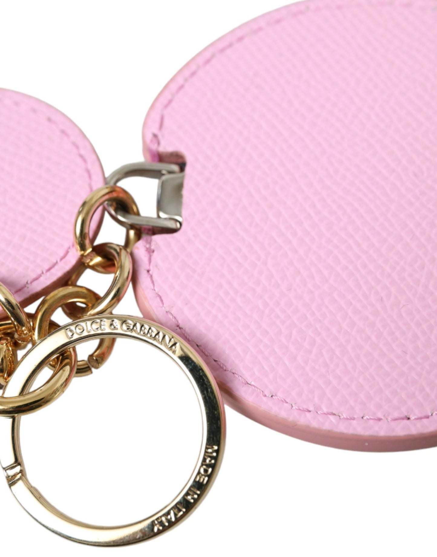 Dolce & Gabbana Elegant Pink Gold Leather Keychain Dolce & Gabbana