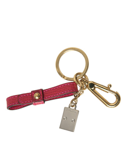 Dolce & Gabbana Stunning Red Leather Keychain Dolce & Gabbana