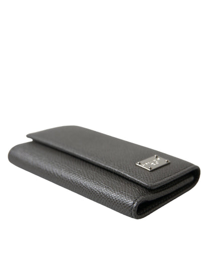 Dolce & Gabbana Chic Gray Leather Trifold Key Holder Dolce & Gabbana