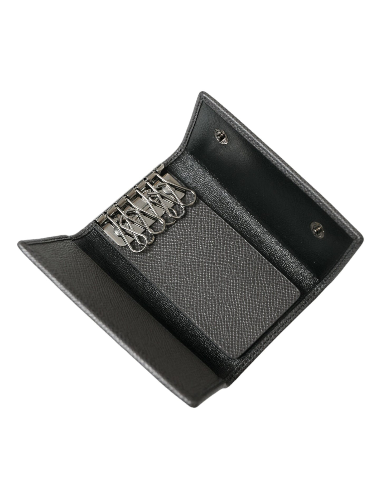 Dolce & Gabbana Chic Gray Leather Trifold Key Holder Dolce & Gabbana