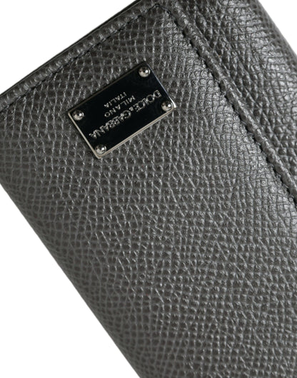 Dolce & Gabbana Chic Gray Leather Trifold Key Holder Dolce & Gabbana