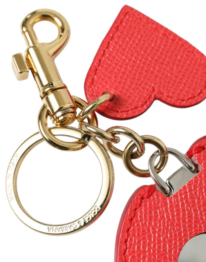 Dolce & Gabbana Elegant Red Leather Keychain with Gold Accents Dolce & Gabbana