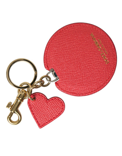 Dolce & Gabbana Elegant Red Leather Keychain with Gold Accents Dolce & Gabbana