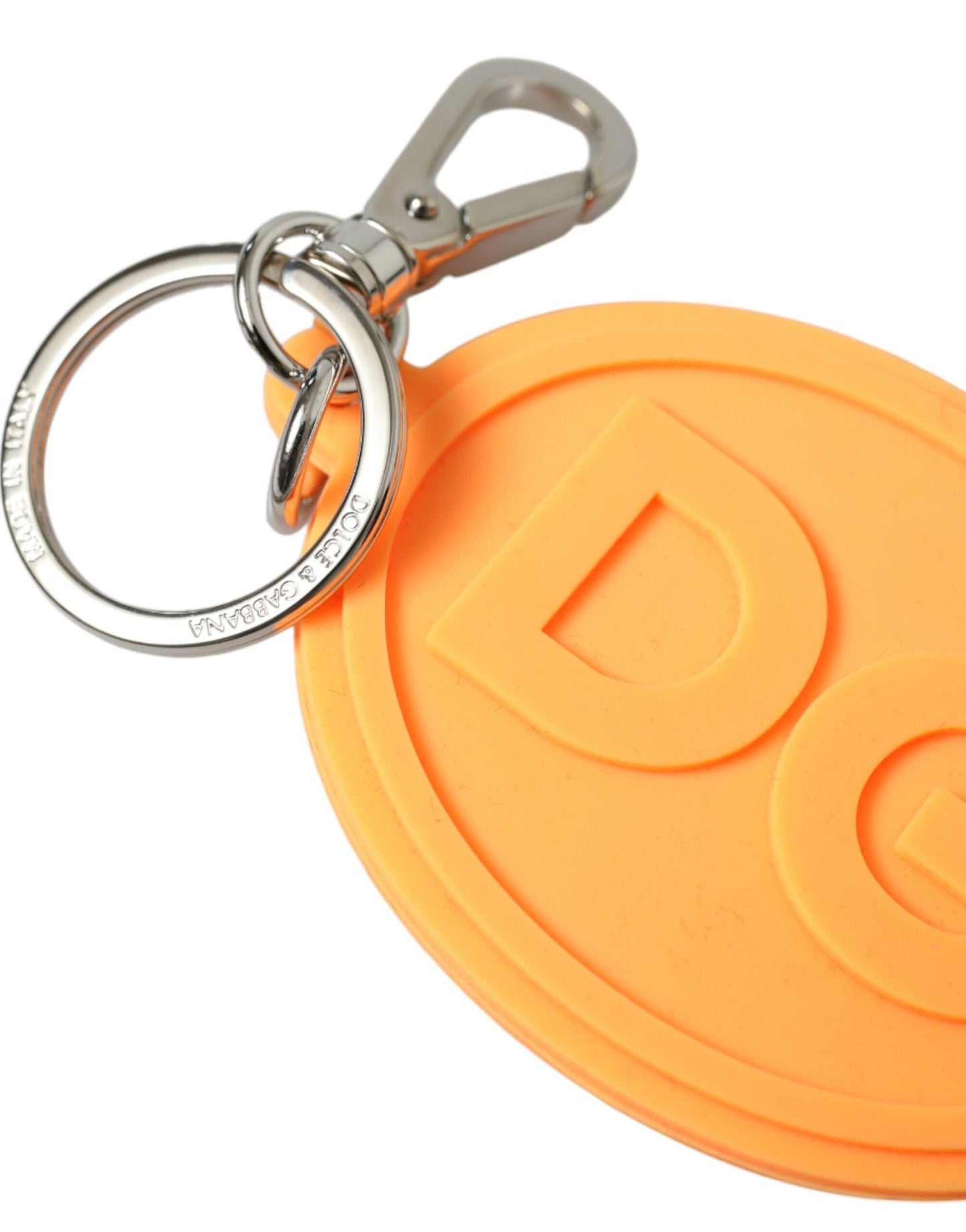 Dolce & Gabbana Elegant Orange Charm Keyring with Silver Detail Dolce & Gabbana