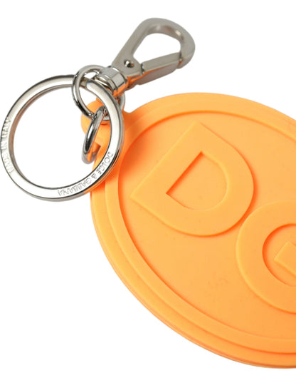 Dolce & Gabbana Elegant Orange Charm Keyring with Silver Detail Dolce & Gabbana