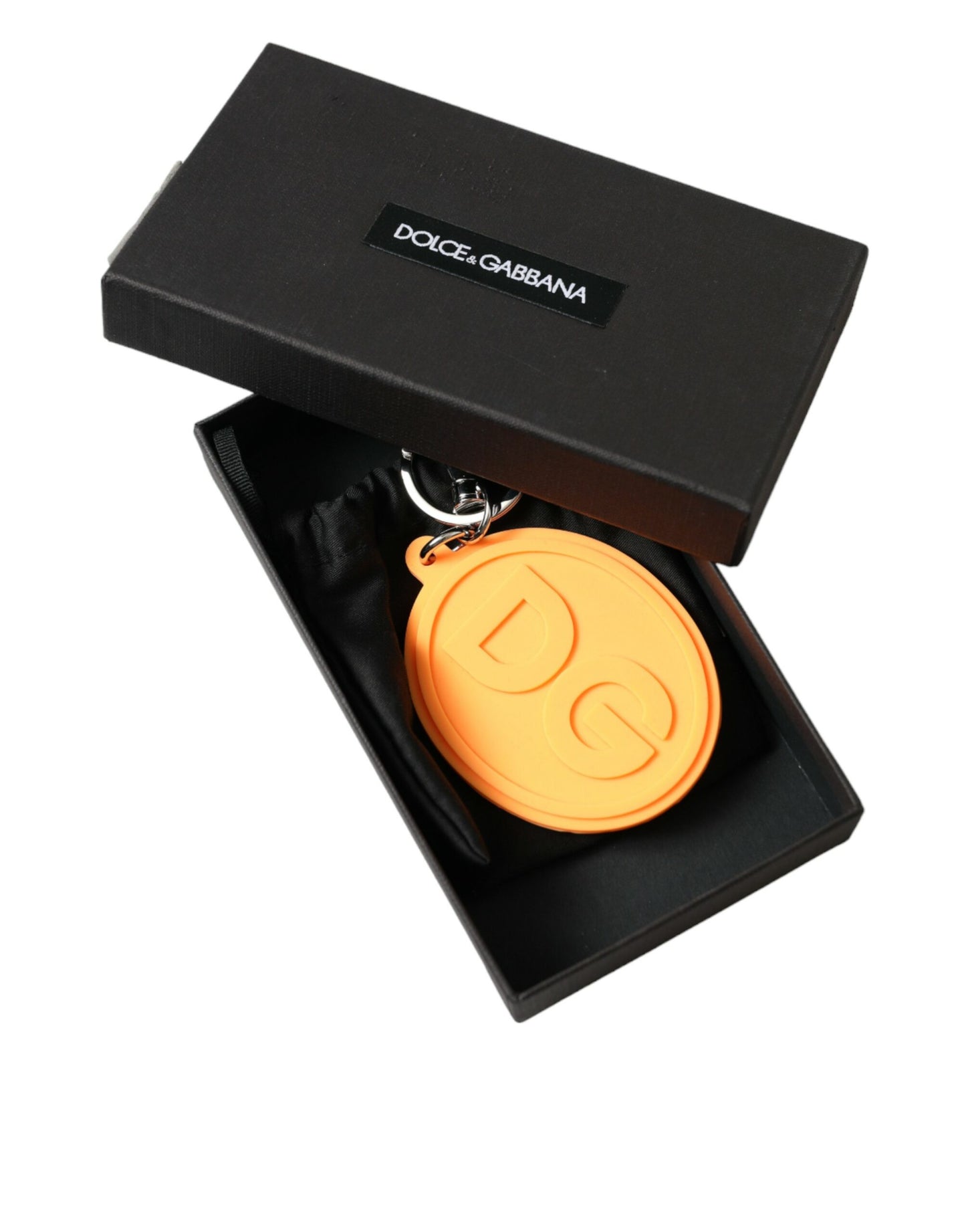 Dolce & Gabbana Elegant Orange Charm Keyring with Silver Detail Dolce & Gabbana