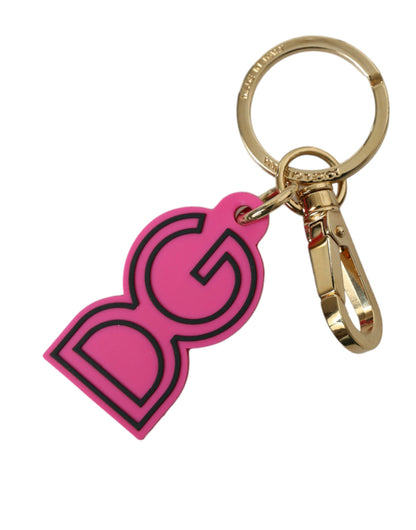 Dolce & Gabbana Chic Gold and Pink Logo Keychain Dolce & Gabbana