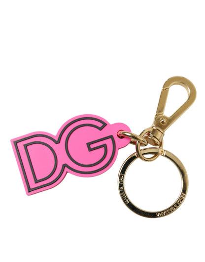 Dolce & Gabbana Chic Gold and Pink Logo Keychain Dolce & Gabbana