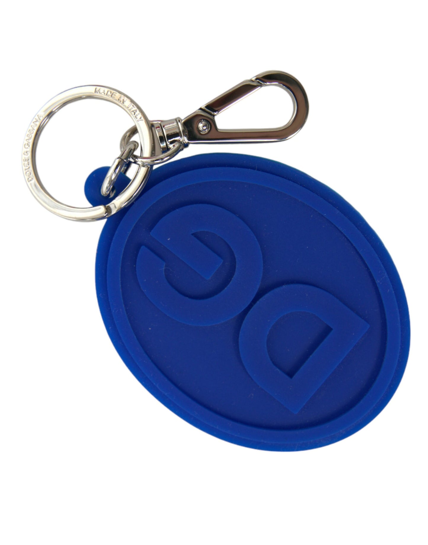 Dolce & Gabbana Elegant Blue Rubber Keychain with Brass Accents Dolce & Gabbana