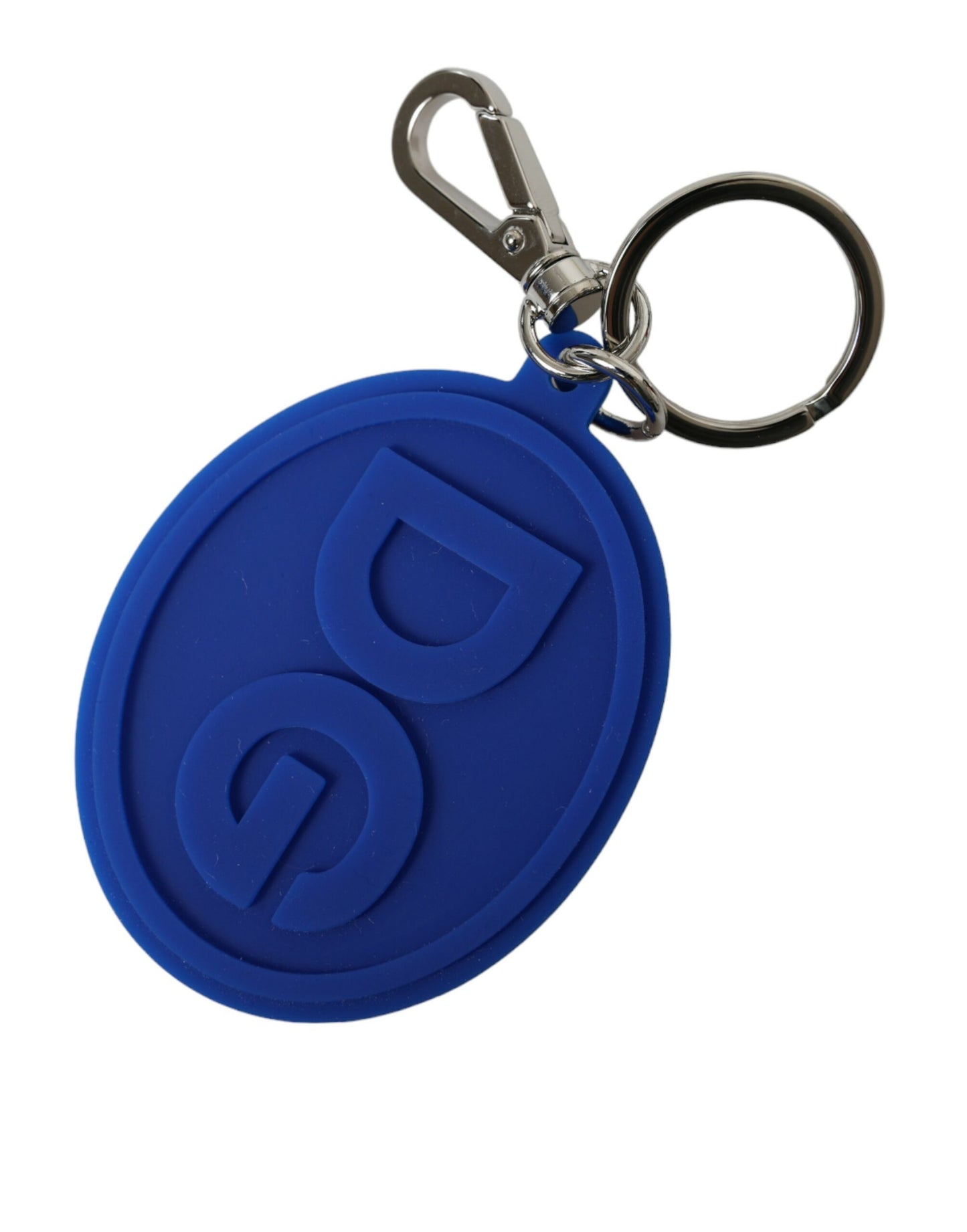 Dolce & Gabbana Elegant Blue Rubber Keychain with Brass Accents Dolce & Gabbana