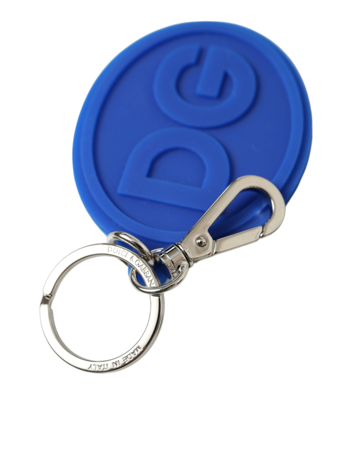 Dolce & Gabbana Elegant Blue Rubber Keychain with Brass Accents Dolce & Gabbana