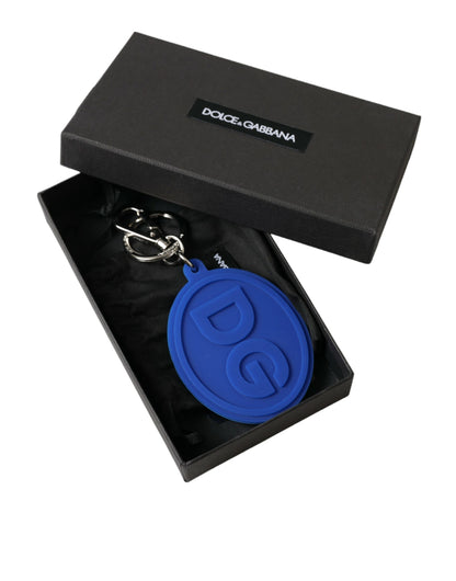 Dolce & Gabbana Elegant Blue Rubber Keychain with Brass Accents Dolce & Gabbana