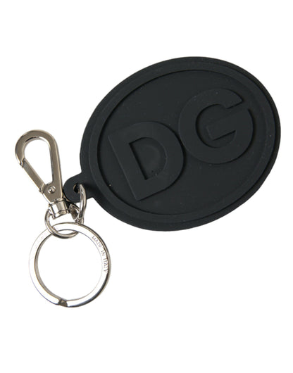 Dolce & Gabbana Chic Black and Silver Logo Keychain Dolce & Gabbana