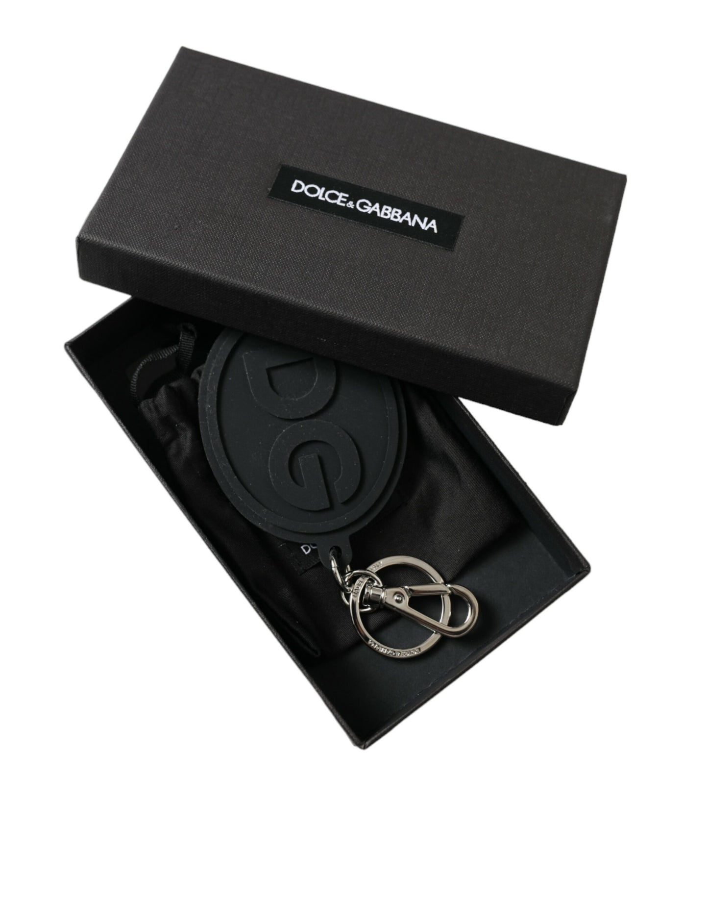 Dolce & Gabbana Chic Black and Silver Logo Keychain Dolce & Gabbana