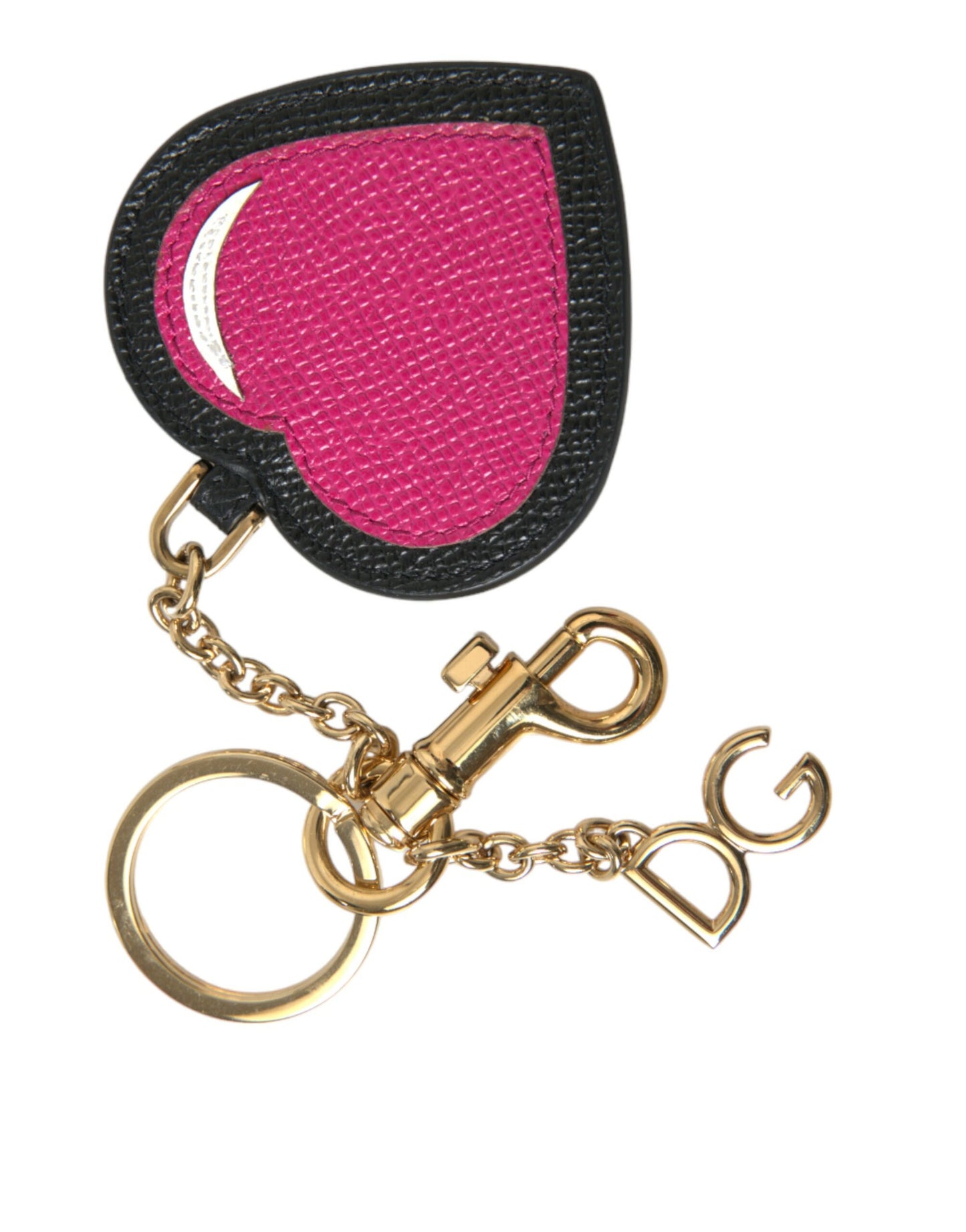 Dolce & Gabbana Stunning Gold and Pink Leather Keychain Dolce & Gabbana