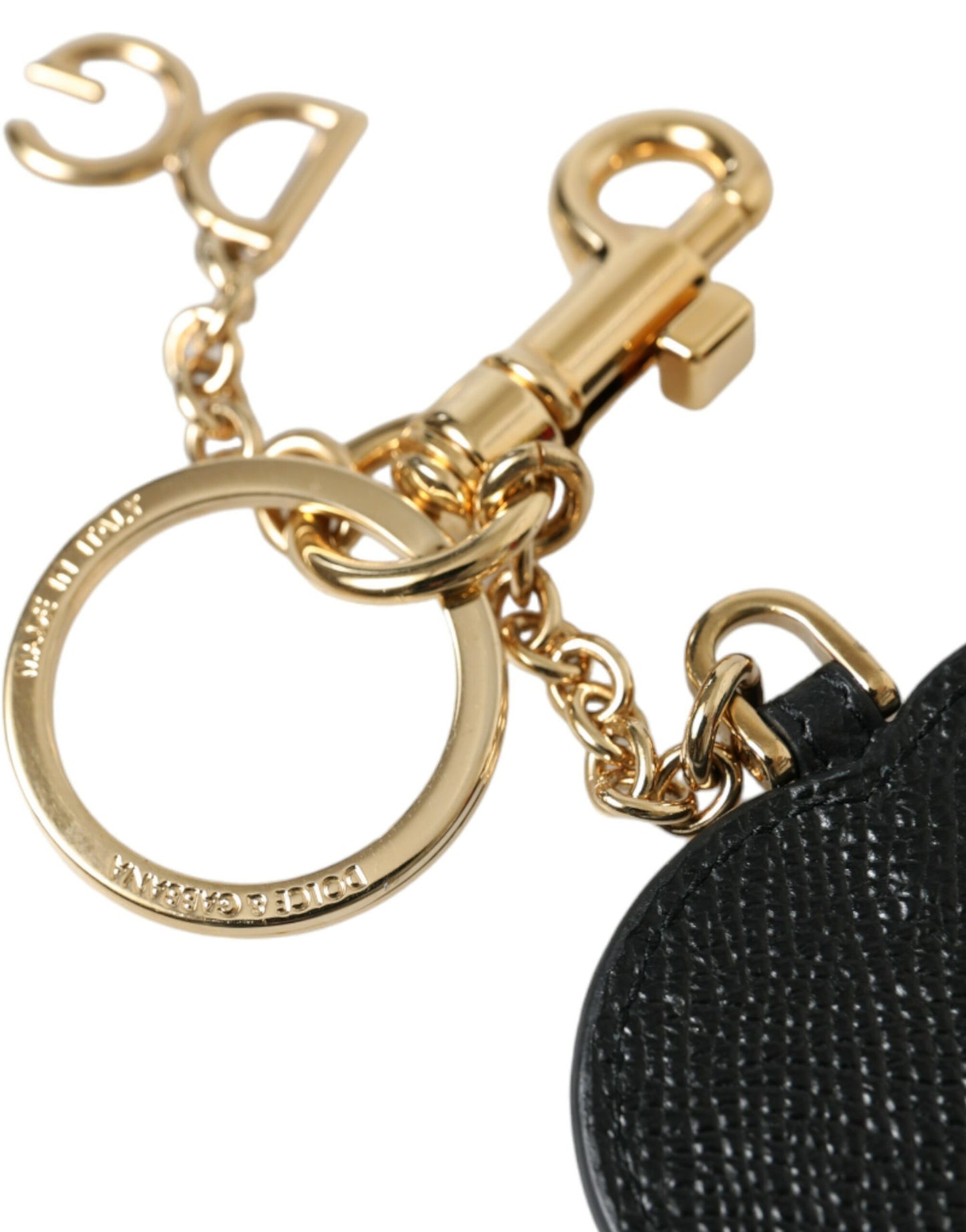 Dolce & Gabbana Stunning Gold and Pink Leather Keychain Dolce & Gabbana