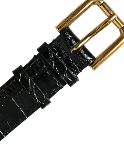 Dolce & Gabbana Elegant Gold Black Leather Bracelet Dolce & Gabbana