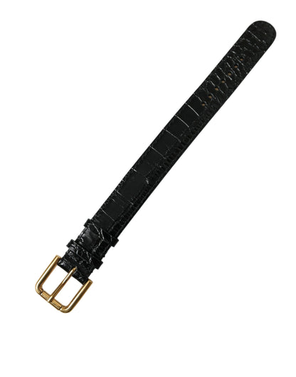 Dolce & Gabbana Elegant Gold Black Leather Bracelet Dolce & Gabbana