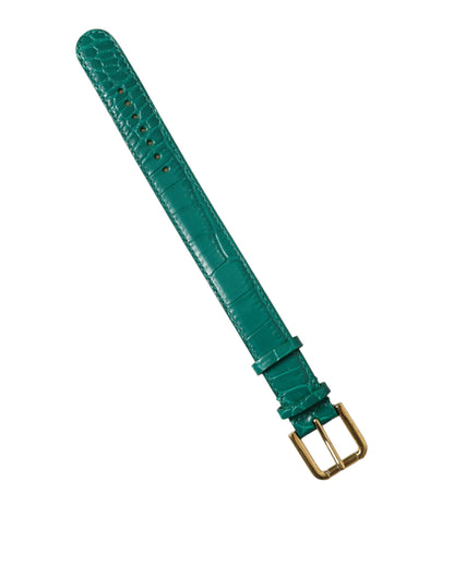 Dolce & Gabbana Elegant Green Leather Neck Band Dolce & Gabbana