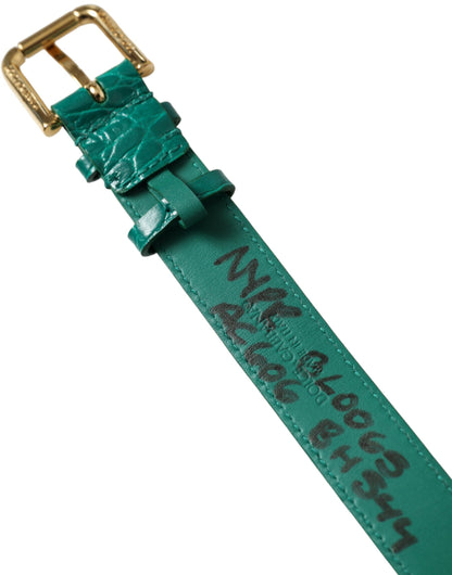 Dolce & Gabbana Elegant Green Leather Neck Band Dolce & Gabbana