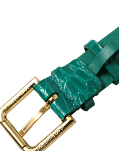 Dolce & Gabbana Elegant Green Leather Neck Band Dolce & Gabbana