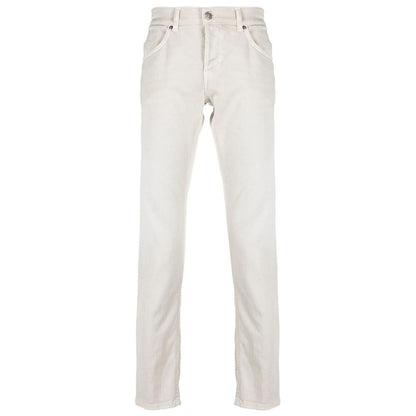 Dondup Cream-Colored Cotton Blend Trousers Dondup