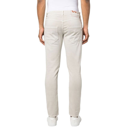 Dondup Cream-Colored Cotton Blend Trousers Dondup