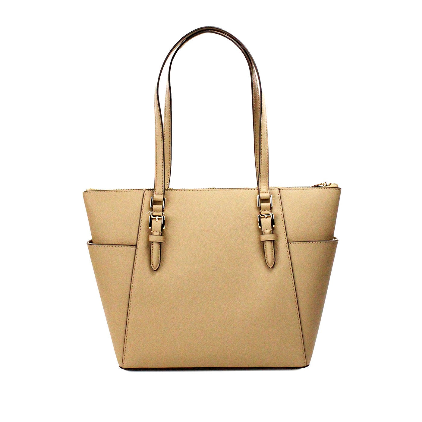 Michael Kors Charlotte Camel Large Leather Top Zip Tote Bag Purse Michael Kors