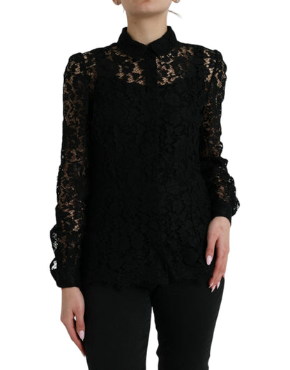 Dolce & Gabbana Elegant Floral Lace Blouse Top Dolce & Gabbana