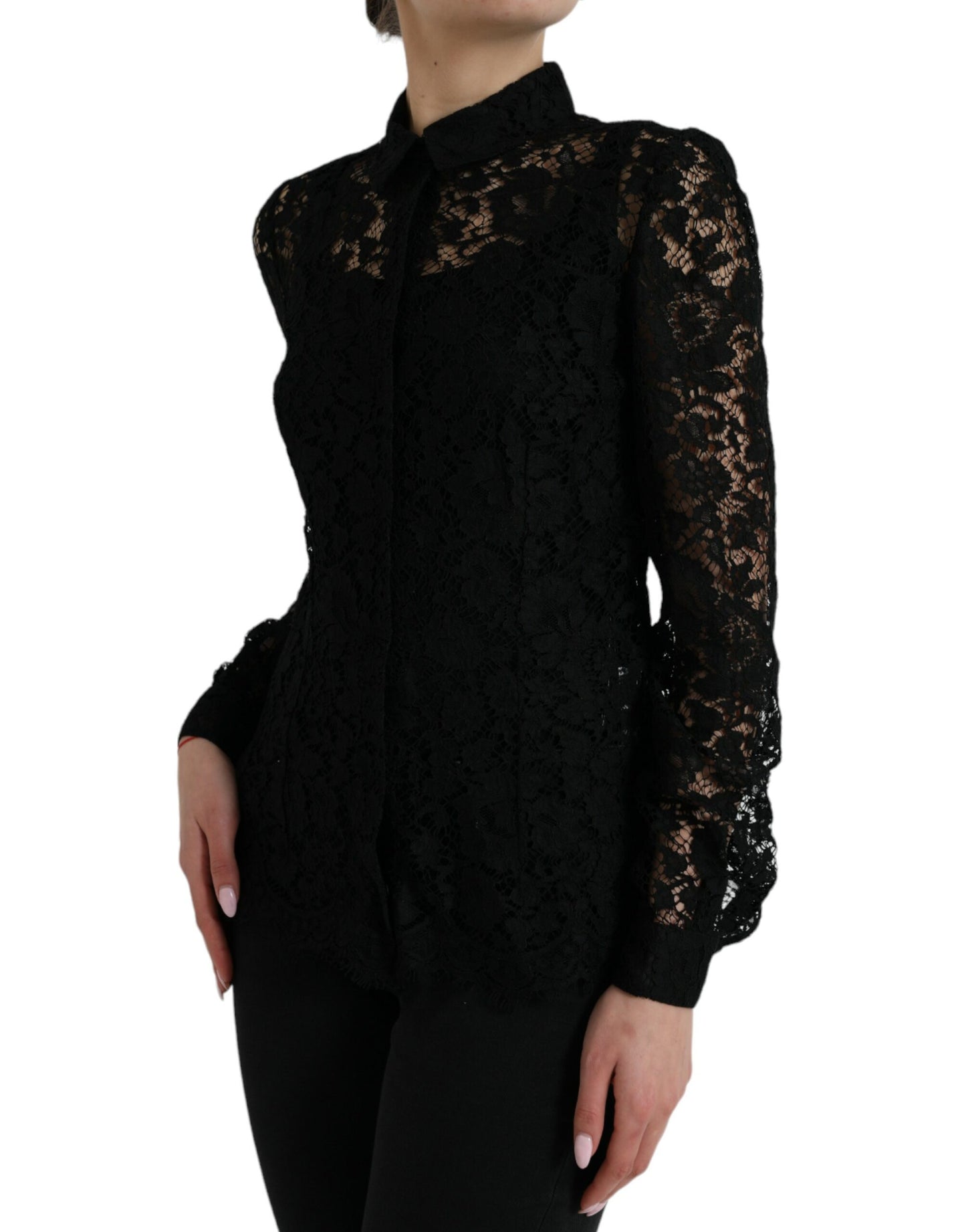 Dolce & Gabbana Elegant Floral Lace Blouse Top Dolce & Gabbana