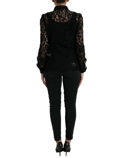 Dolce & Gabbana Elegant Floral Lace Blouse Top Dolce & Gabbana