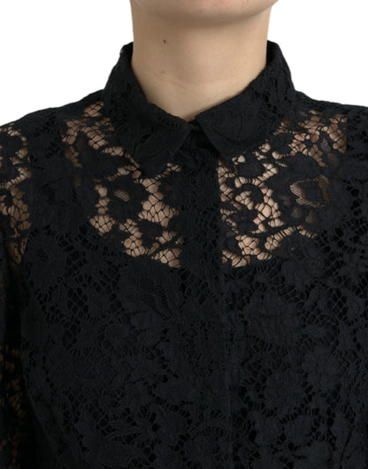 Dolce & Gabbana Elegant Floral Lace Blouse Top Dolce & Gabbana