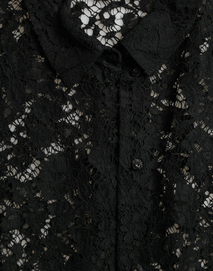 Dolce & Gabbana Elegant Floral Lace Blouse Top Dolce & Gabbana