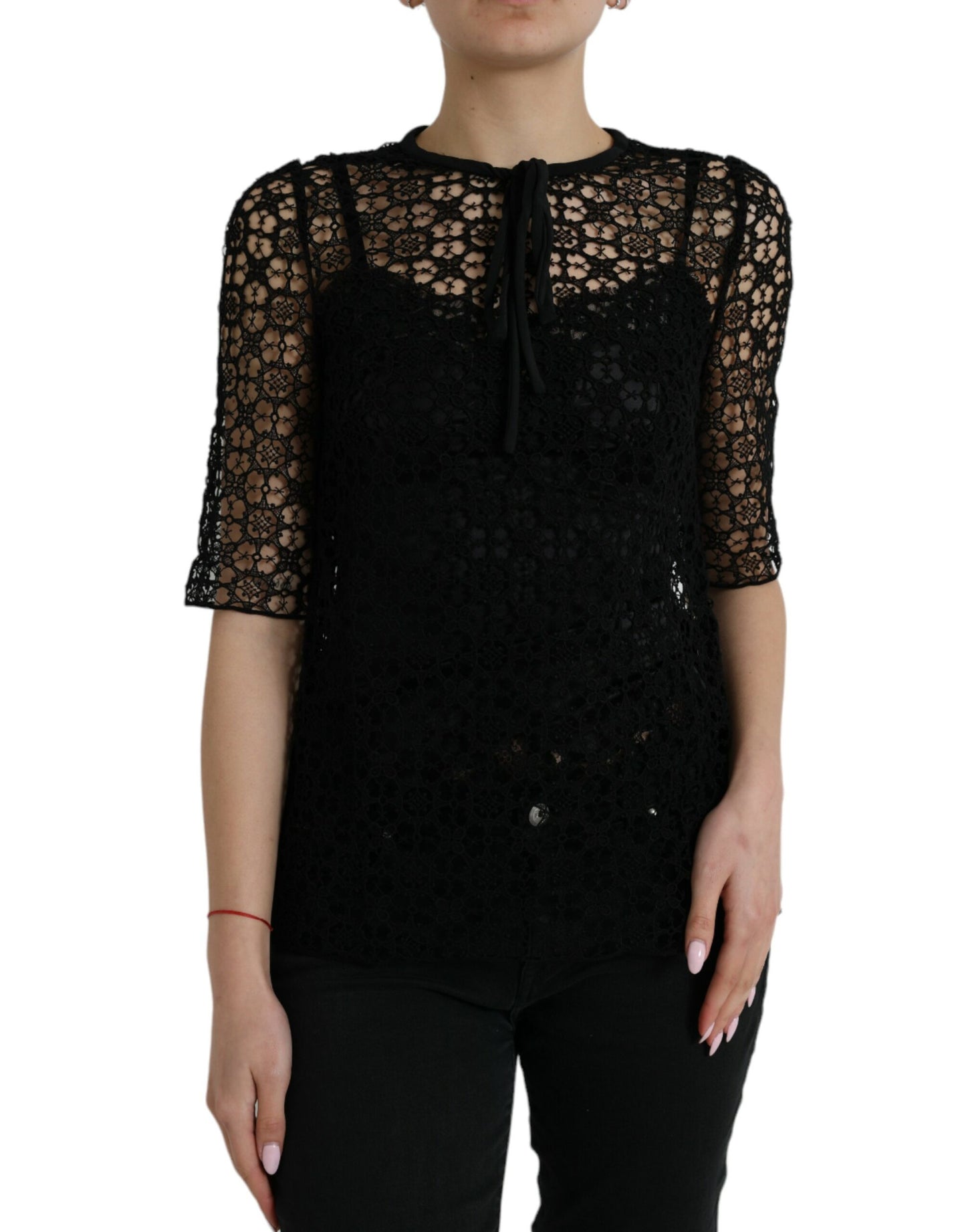 Dolce & Gabbana Elegant Floral Lace Blouse Top Dolce & Gabbana