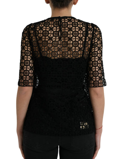 Dolce & Gabbana Elegant Floral Lace Blouse Top Dolce & Gabbana