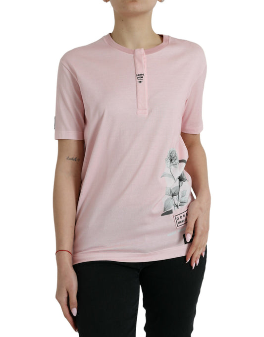 Dolce & Gabbana Chic Pink Floral Cotton Tee Dolce & Gabbana