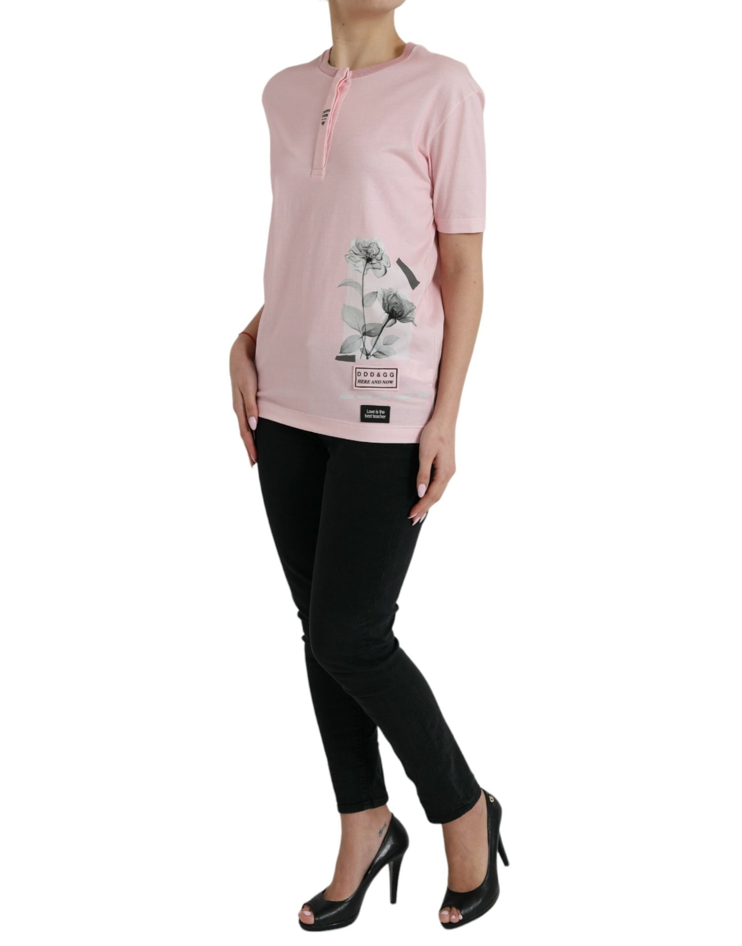 Dolce & Gabbana Chic Pink Floral Cotton Tee Dolce & Gabbana