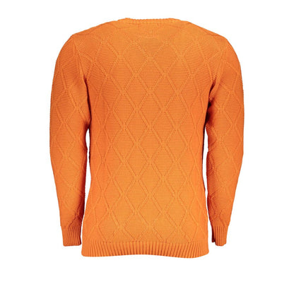 U.S. Grand Polo Orange Diamond Pattern Crew Neck Sweater U.S. Grand Polo