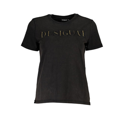 Desigual Elegant Crew Neck Tee with Contrast Details Desigual