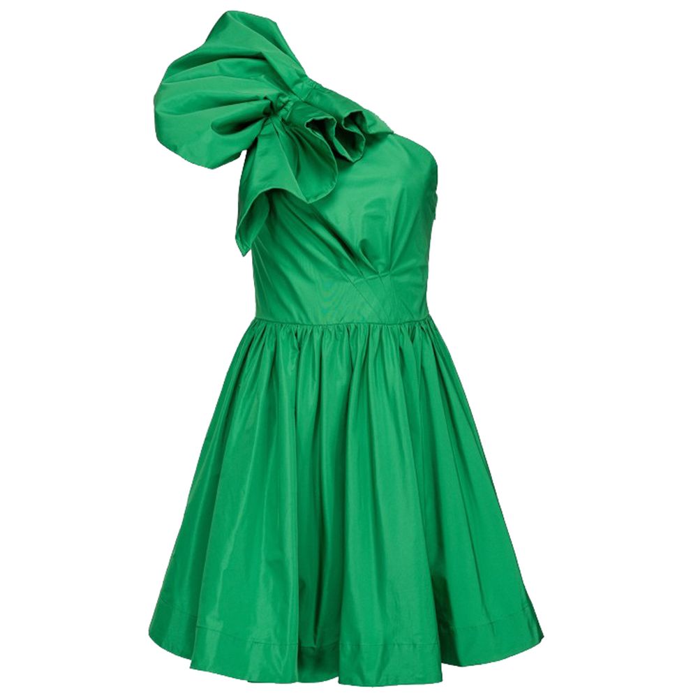 PINKO Chic Green Draped Bustier Flared Dress PINKO